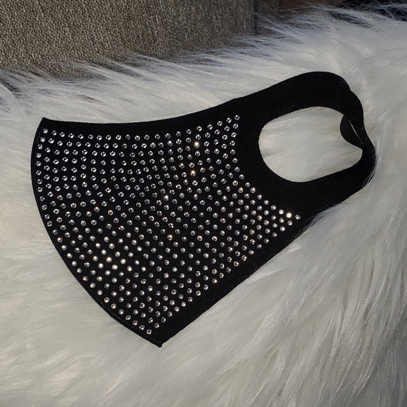 Black rhinestone bling face mask - Picture 4 of 10